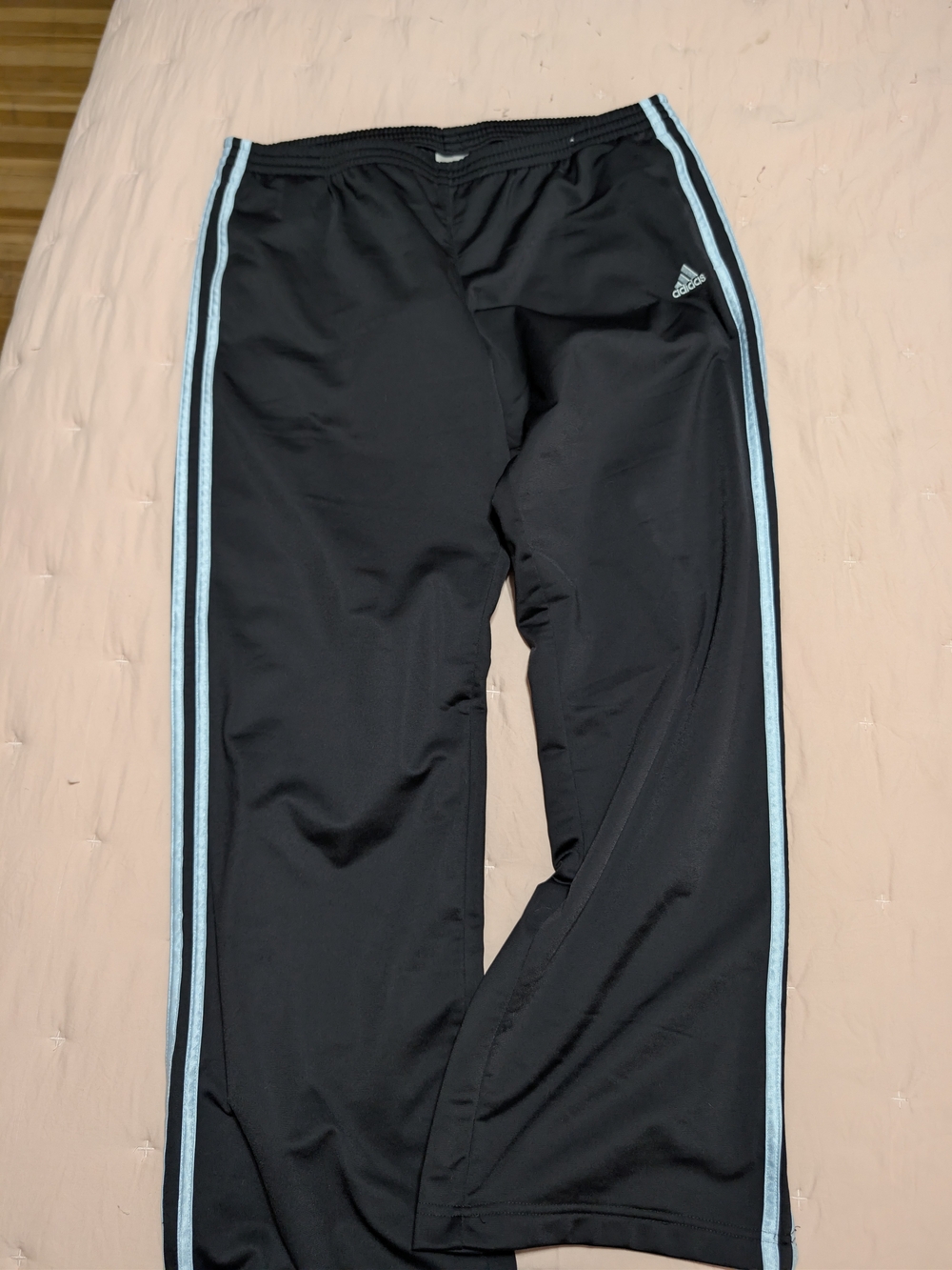 Vintage Y2K Adidas Wide Leg Track Pants Black And Blue Women's Size Large